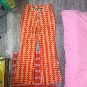 Tyler Mcgillivary Orange Retro Wave Lace-Up Flared Pants